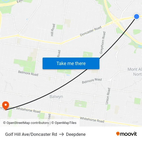 Golf Hill Ave/Doncaster Rd to Deepdene map
