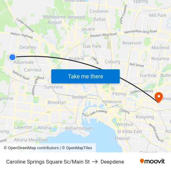 Caroline Springs Square Sc/Main St to Deepdene map