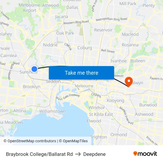 Braybrook College/Ballarat Rd to Deepdene map
