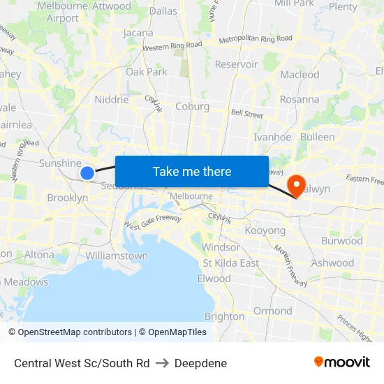 Central West Sc/South Rd to Deepdene map