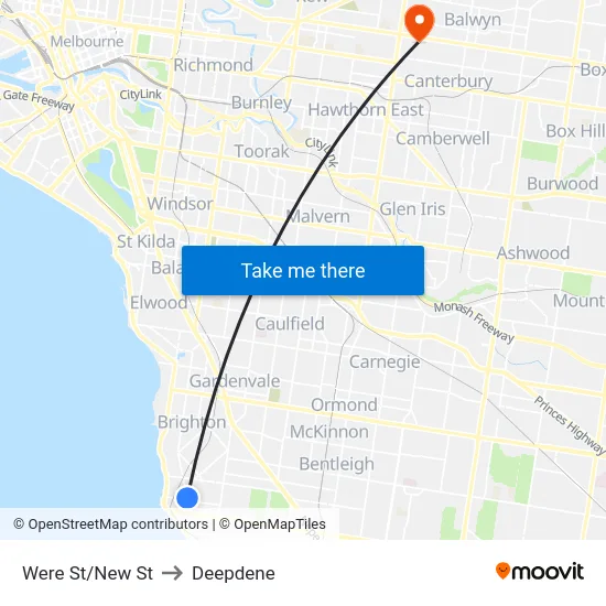 Were St/New St to Deepdene map
