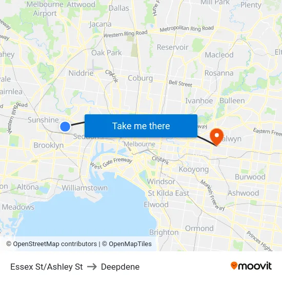 Essex St/Ashley St to Deepdene map