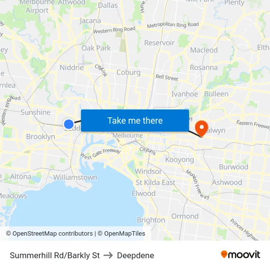 Summerhill Rd/Barkly St to Deepdene map