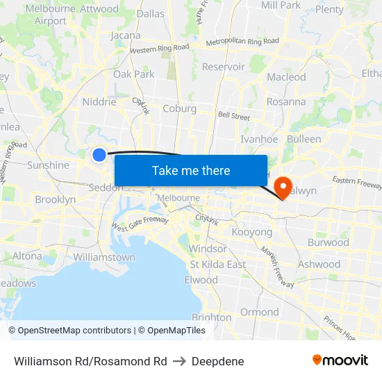 Williamson Rd/Rosamond Rd to Deepdene map
