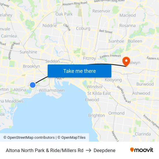 Altona North Park & Ride/Millers Rd to Deepdene map