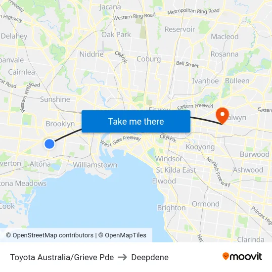 Toyota Australia/Grieve Pde to Deepdene map