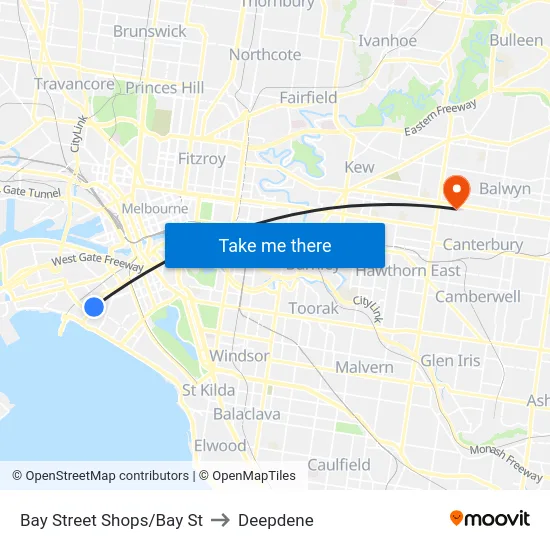 Bay Street Shops/Bay St to Deepdene map