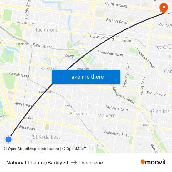National Theatre/Barkly St to Deepdene map