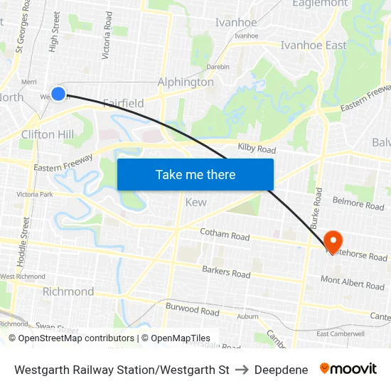 Westgarth Railway Station/Westgarth St to Deepdene map
