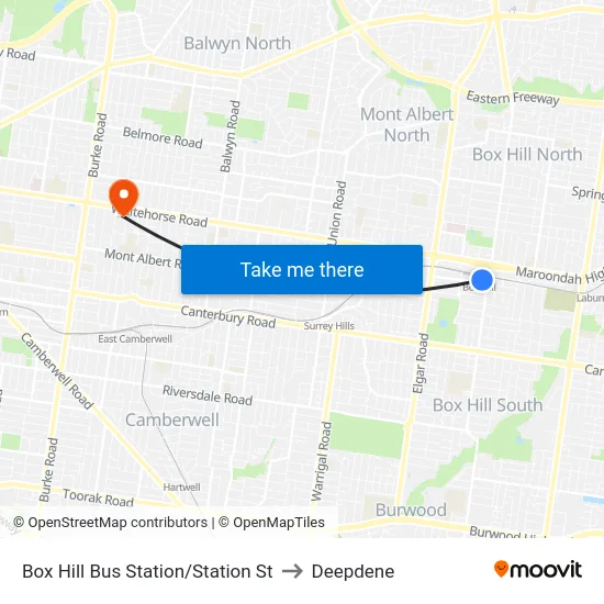 Box Hill Bus Station/Station St to Deepdene map