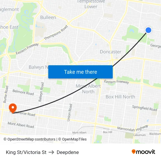 King St/Victoria St to Deepdene map