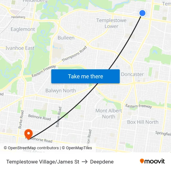 Templestowe Village/James St to Deepdene map