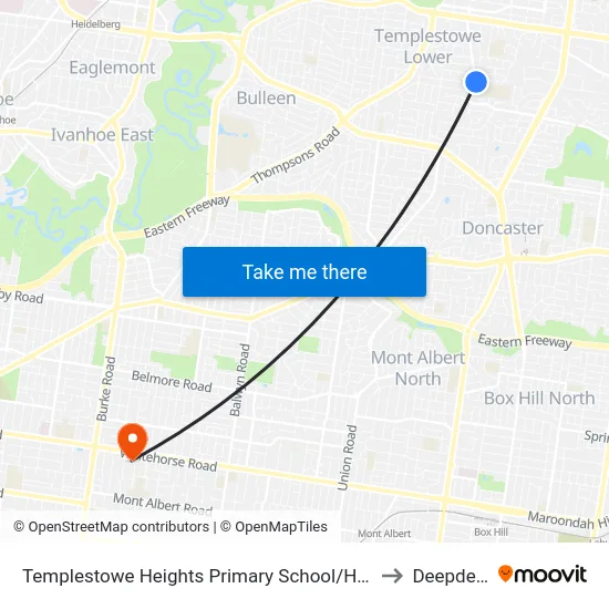 Templestowe Heights Primary School/High St to Deepdene map