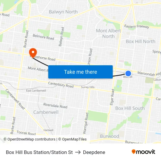 Box Hill Bus Station/Station St to Deepdene map
