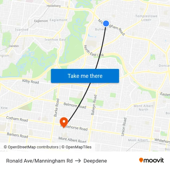 Ronald Ave/Manningham Rd to Deepdene map