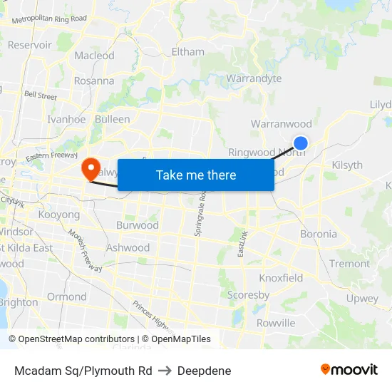 Mcadam Sq/Plymouth Rd to Deepdene map