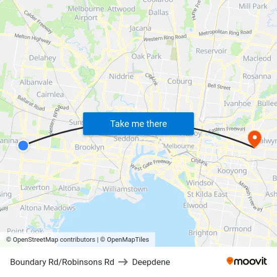 Boundary Rd/Robinsons Rd to Deepdene map