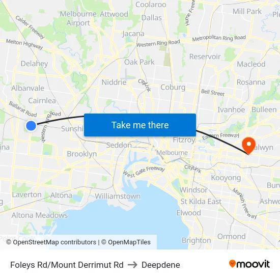 Foleys Rd/Mount Derrimut Rd to Deepdene map