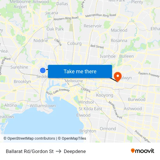 Ballarat Rd/Gordon St to Deepdene map