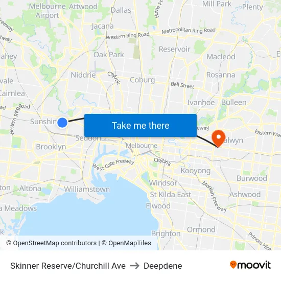 Skinner Reserve/Churchill Ave to Deepdene map