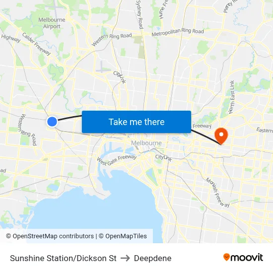 Sunshine Station/Dickson St to Deepdene map