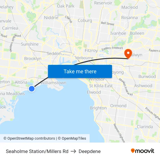 Seaholme Station/Millers Rd to Deepdene map