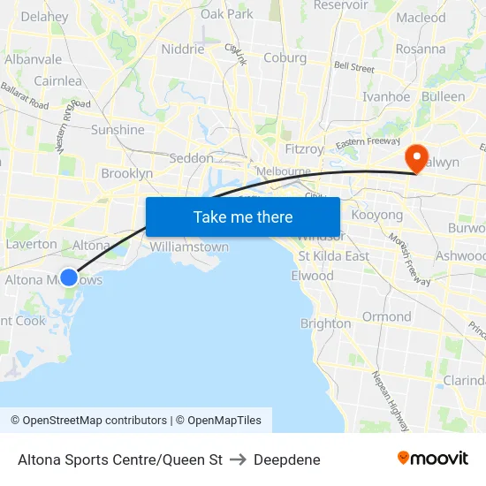 Altona Sports Centre/Queen St to Deepdene map