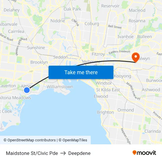 Maidstone St/Civic Pde to Deepdene map