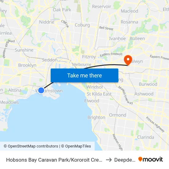 Hobsons Bay Caravan Park/Kororoit Creek Rd to Deepdene map