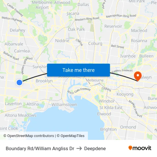Boundary Rd/William Angliss Dr to Deepdene map