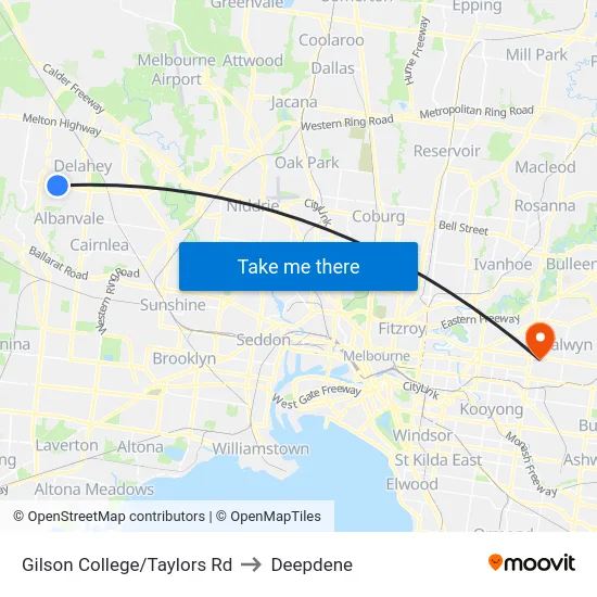 Gilson College/Taylors Rd to Deepdene map