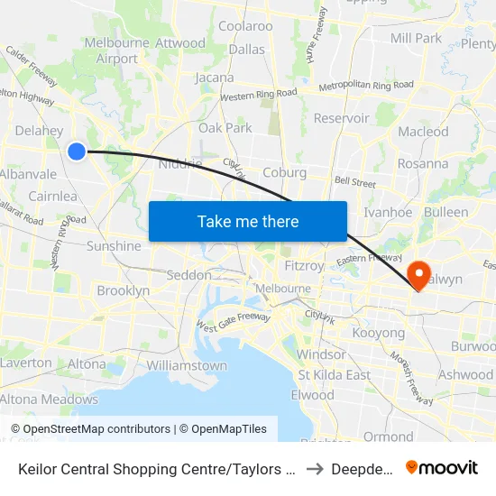 Keilor Central Shopping Centre/Taylors Rd to Deepdene map