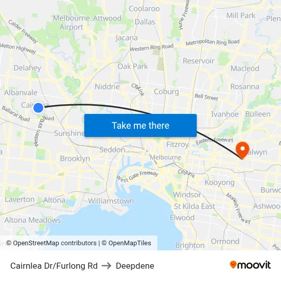 Cairnlea Dr/Furlong Rd to Deepdene map