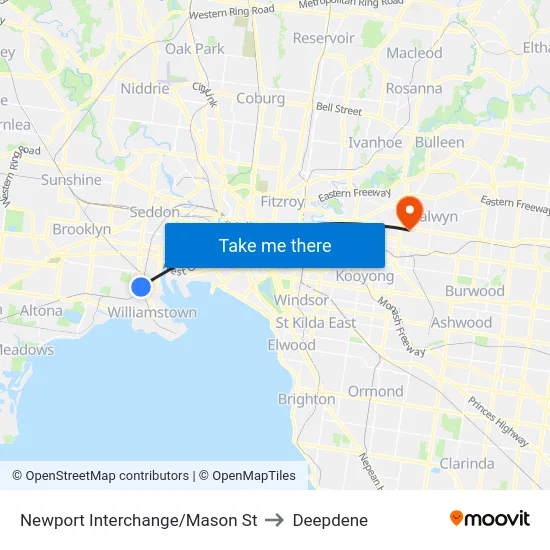 Newport Interchange/Mason St to Deepdene map