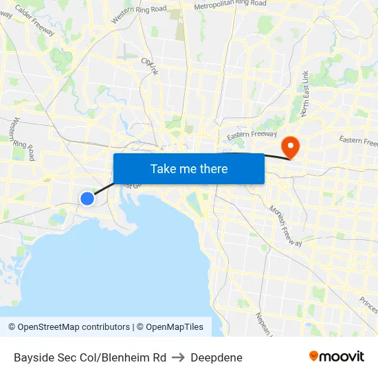 Bayside Sec Col/Blenheim Rd to Deepdene map