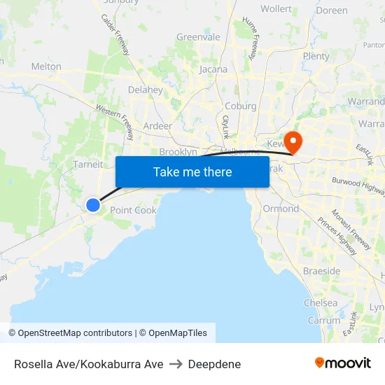 Rosella Ave/Kookaburra Ave to Deepdene map