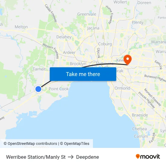 Werribee Station/Manly St to Deepdene map