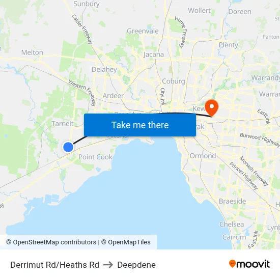 Derrimut Rd/Heaths Rd to Deepdene map