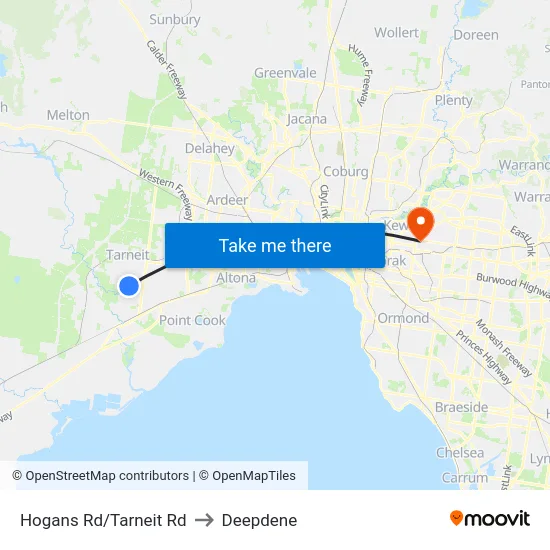 Hogans Rd/Tarneit Rd to Deepdene map