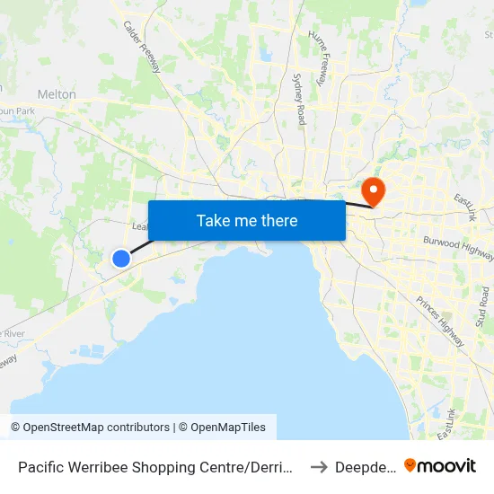 Pacific Werribee Shopping Centre/Derrimut Rd to Deepdene map