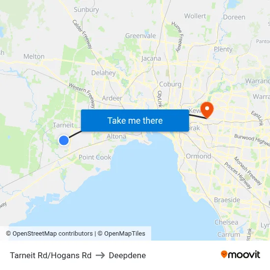 Tarneit Rd/Hogans Rd to Deepdene map