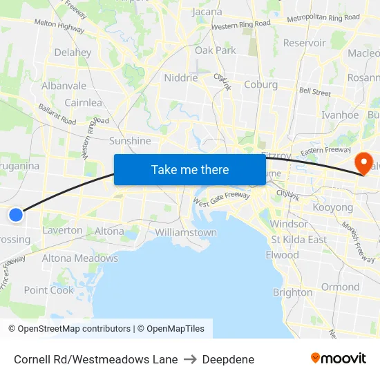 Cornell Rd/Westmeadows Lane to Deepdene map