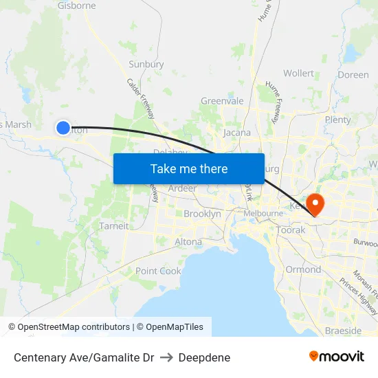 Centenary Ave/Gamalite Dr to Deepdene map