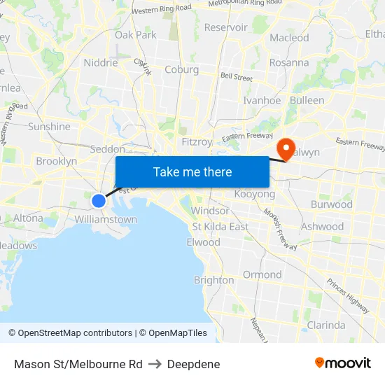 Mason St/Melbourne Rd to Deepdene map