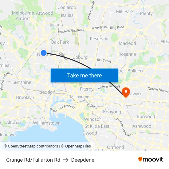 Grange Rd/Fullarton Rd to Deepdene map