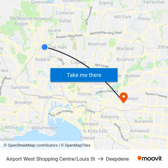 Airport West Shopping Centre/Louis St to Deepdene map