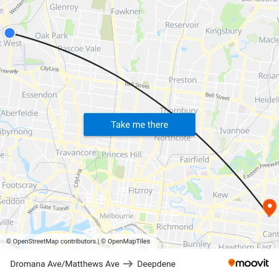 Dromana Ave/Matthews Ave to Deepdene map