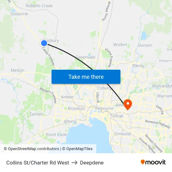 Collins St/Charter Rd West to Deepdene map