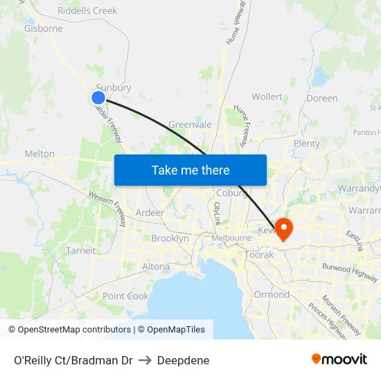 O'Reilly Ct/Bradman Dr to Deepdene map