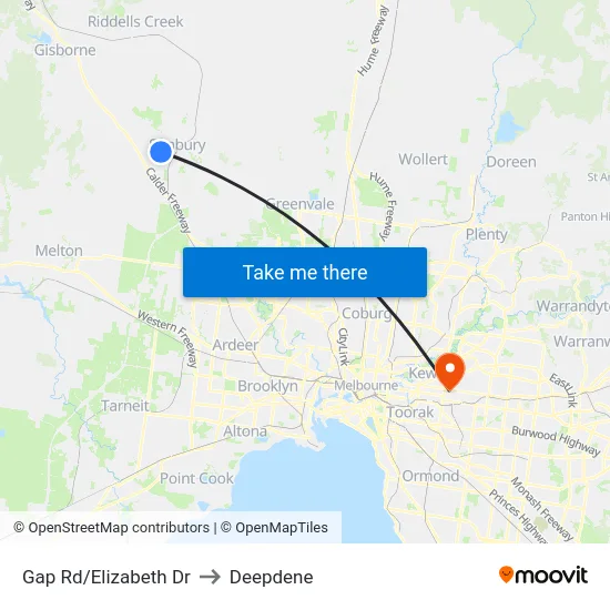 Gap Rd/Elizabeth Dr to Deepdene map